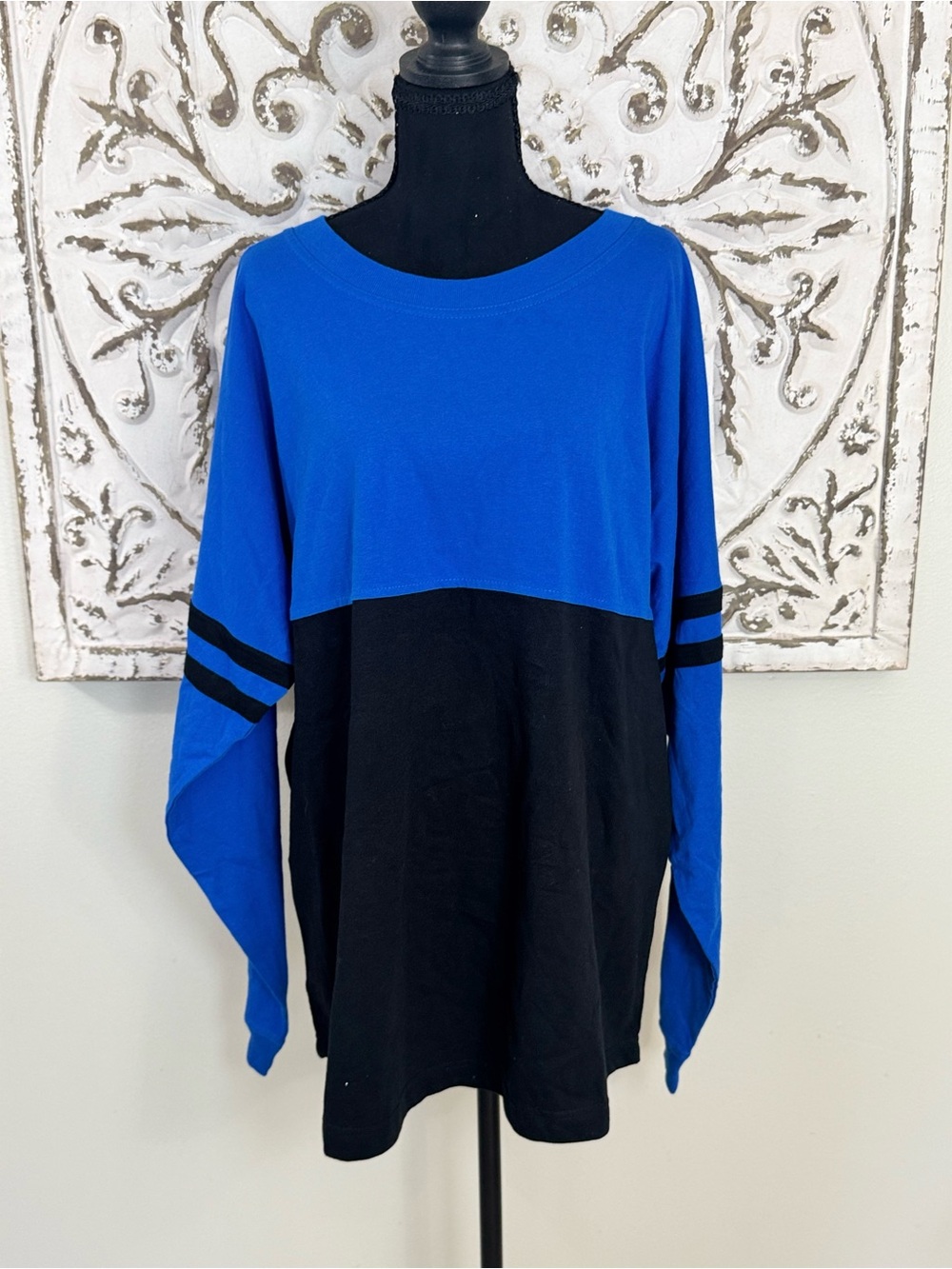 Blue and Black Colorblock Men's Sweater